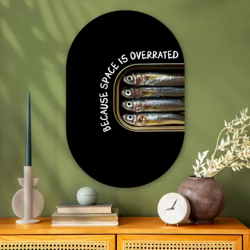 Sardines - Tekst - Vis - Blik Wandcirkel Ovaal Glas middel -sfeer2