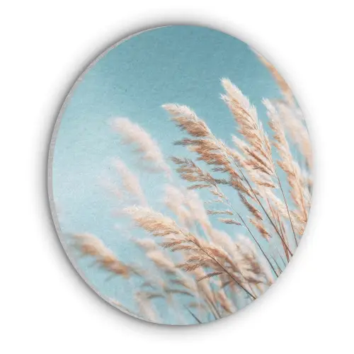 Siergras - Wind - Lichtbruin Akoestische PET Vilt - Rond klein -3d