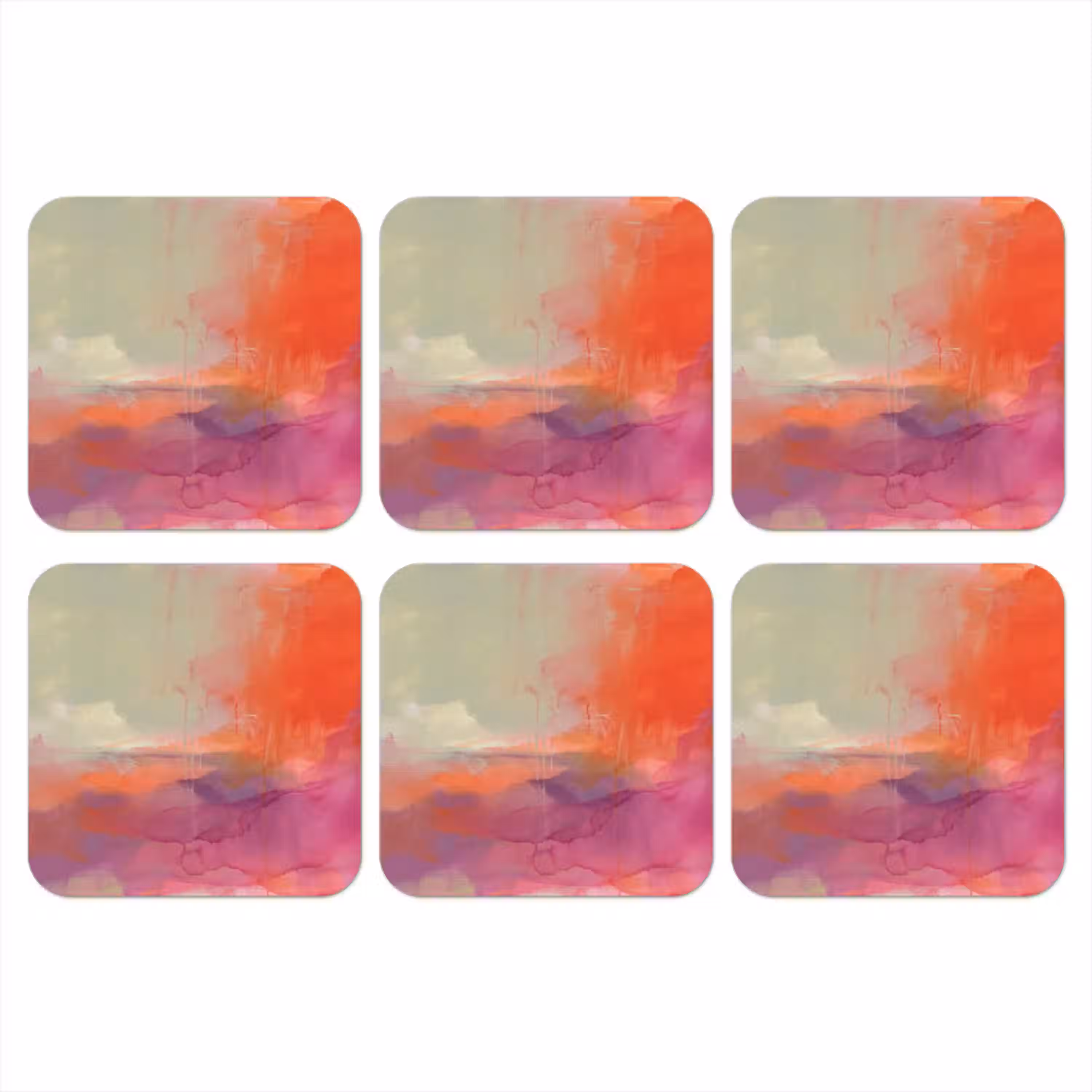 Kunst - Vloeiend - Overgangen - Oranje onderzetter kurk middel -3d