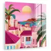 Stad - Roze - Palmbomen plexiglas 5mm klein -zzzproduct_nieuw