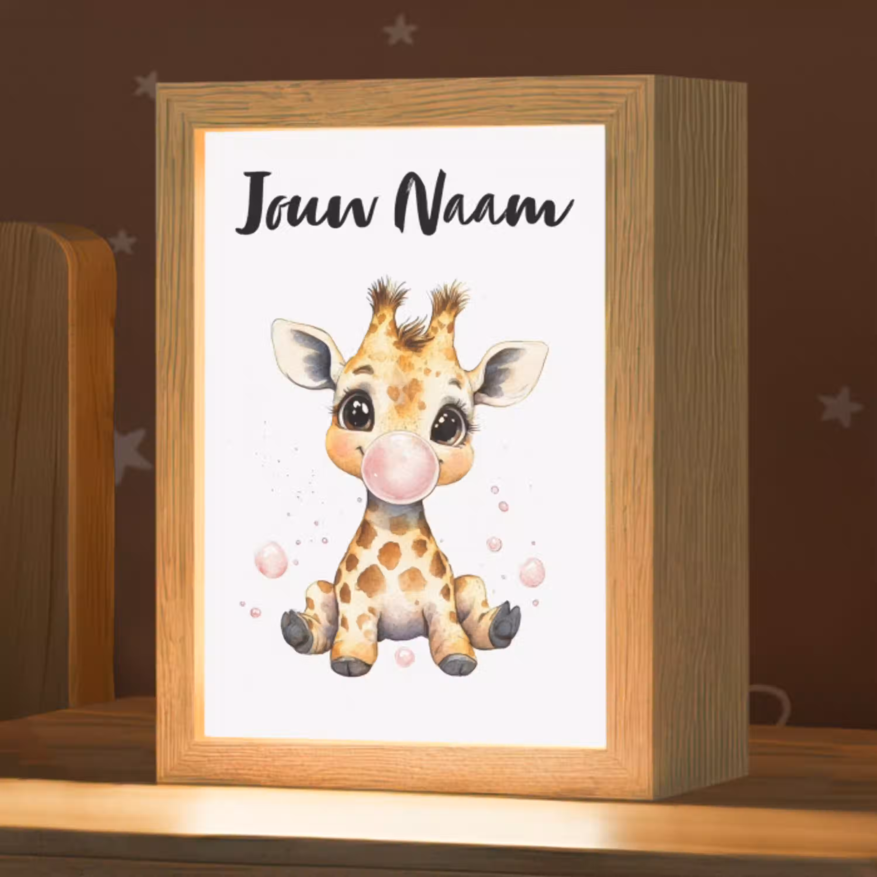 Giraffe - Roze - Kauwgom Light Box met kabel (Kinderlampje) klein -zzz_3d_website