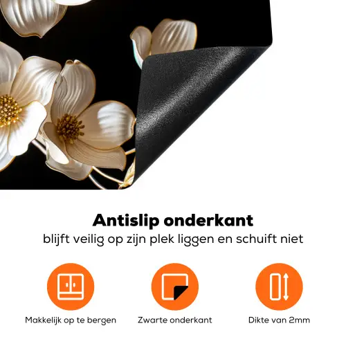 Elegantie in Ivoor en Goud Inductie beschermer vinyl 3mm klein -zzzzzzz-td-onderkant