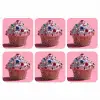 Cupcake - Kleurrijk - Edelstenen onderzetter kurk middel -3d