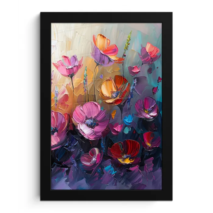 Bloemen - Botanisch - Kunst - Roze - Natuur fotolijst zwart zonder passe partout klein -3d