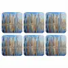 Skyline - Wolkenkrabbers - Water - Blauw onderzetter kurk middel -3d