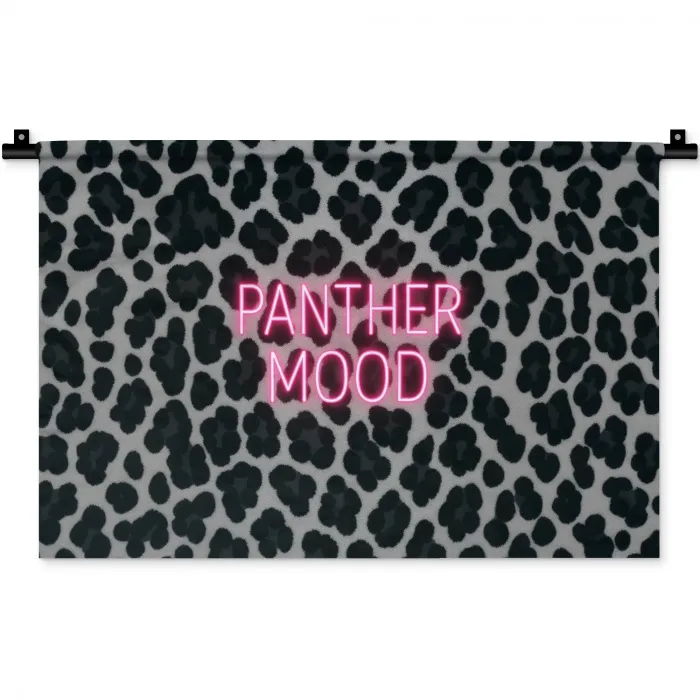 Panterprint - Zwart - Neonletters - Roze Wandkleed katoen klein -zz3d