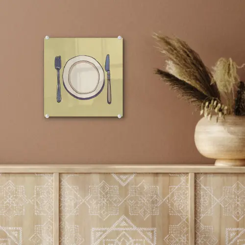 Illustratie - Bord - Bestek - Beige plexiglas 5mm klein -sfeer5