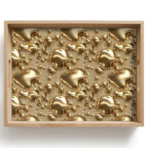 Druppels - Organisch - Goud Dienblad Rechthoek middel 911 -z3d_shopping