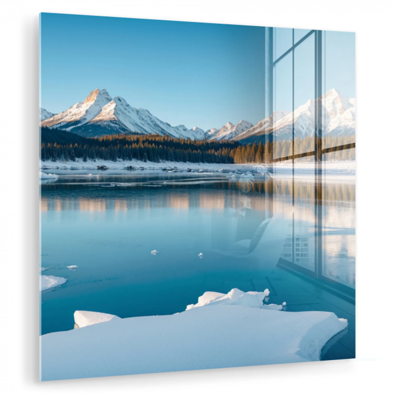 Landschap - Winter - Meer - Bergen - Uitzicht - IJs plexiglas 5mm klein -zzzproduct_nieuw