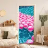 Strandballen - Roze - Water deurposter klein -sfeer2