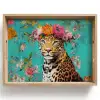 Luipaard - Bloemen - Kroon Dienblad Rechthoek middel -z3d_shopping
