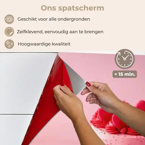 Taart - Hart - Roze keuken achterwand spatscherm klein -spatscherm_NL