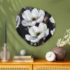 Bloemen - Wit - Abstract Wandcirkel Organisch Aluminium middel -sfeer2