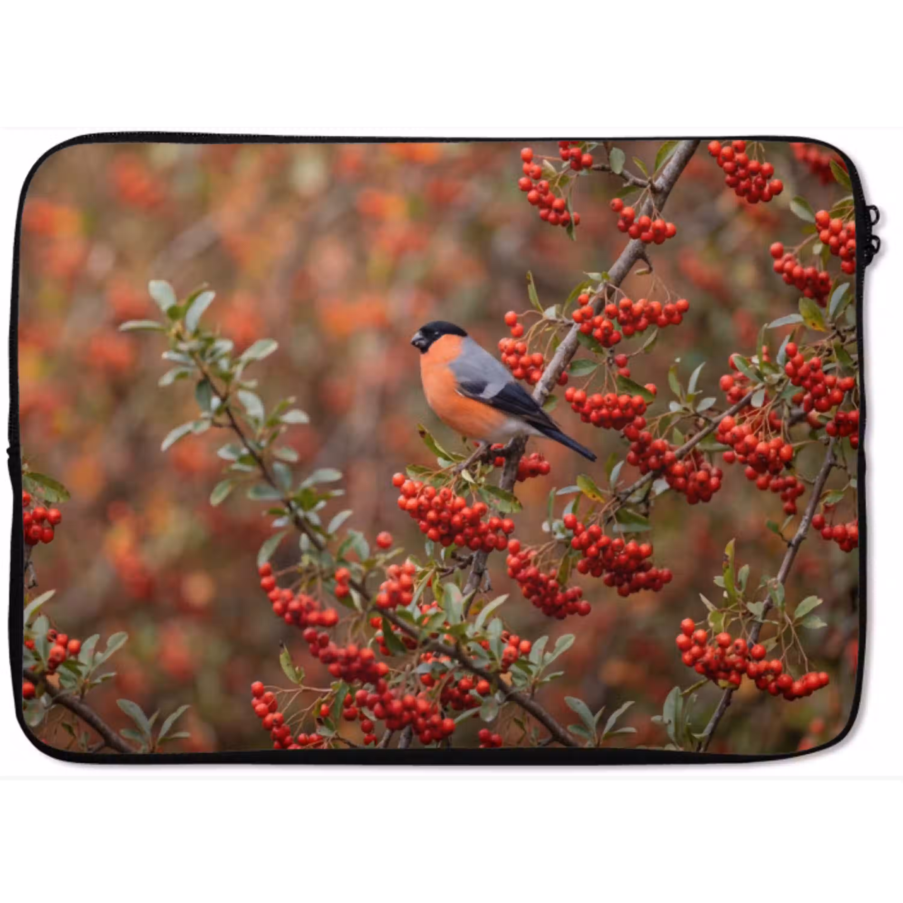 Goudvink - Bessen - Herfst - Natuur - Kleurrijk laptophoes neopreen klein -zkaufland3dotto