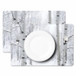 Berkenbomen - Sneeuw - Winter - Bos - Wit Placemat vinyl groot -zzsfeer2_Kitchenyeah-website