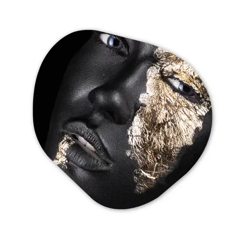 Vrouw - Goud - Zwart - Verf - Luxe Wandcirkel Organisch Forex 3mm klein -3d