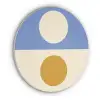 Cirkels - Symmetrisch - Wit - Blauw- Geel Akoestische PET Vilt - Rond klein -3d