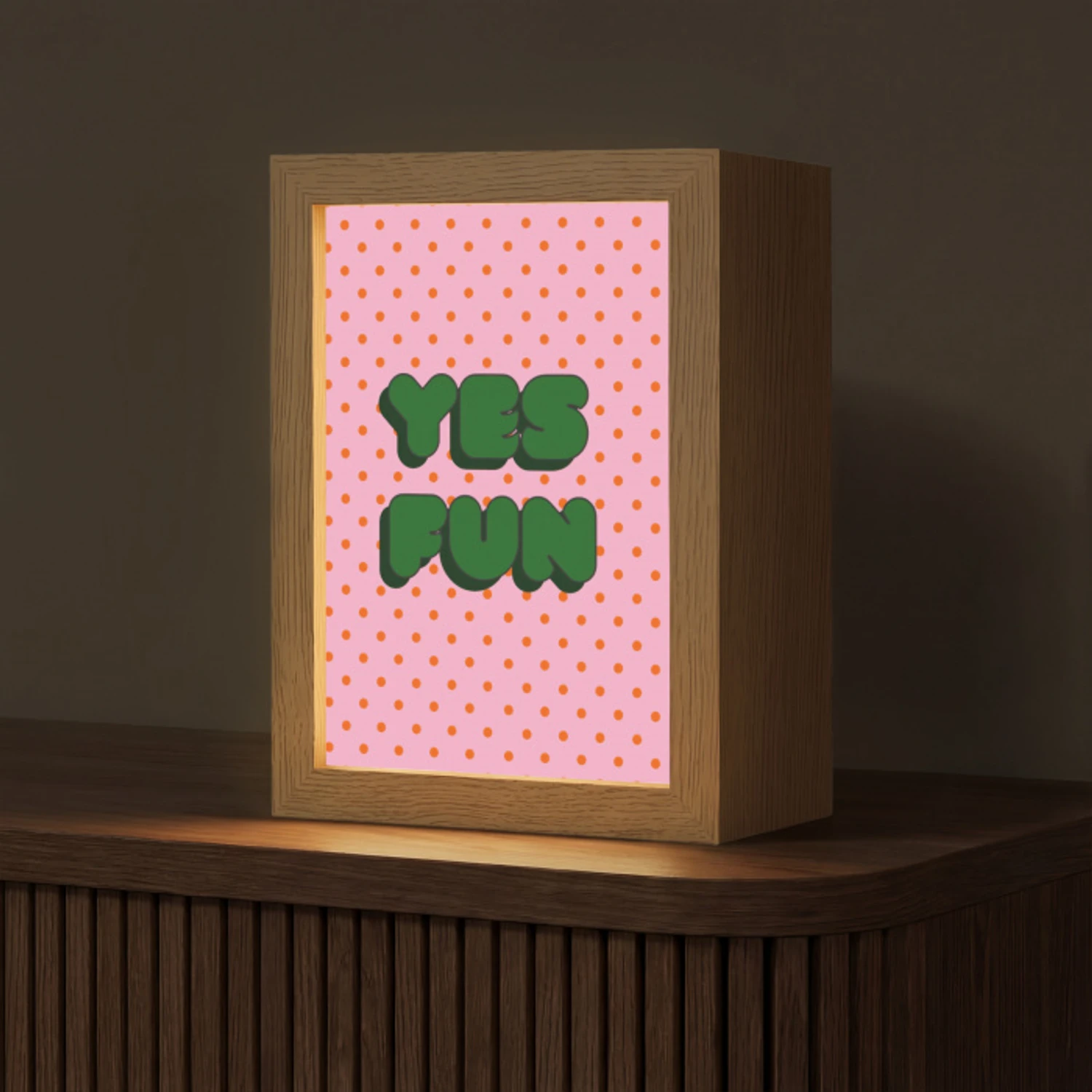 Yes fun - Groen - Roze - Stippen Light Box met kabel (Tafellamp) klein -z3d_website
