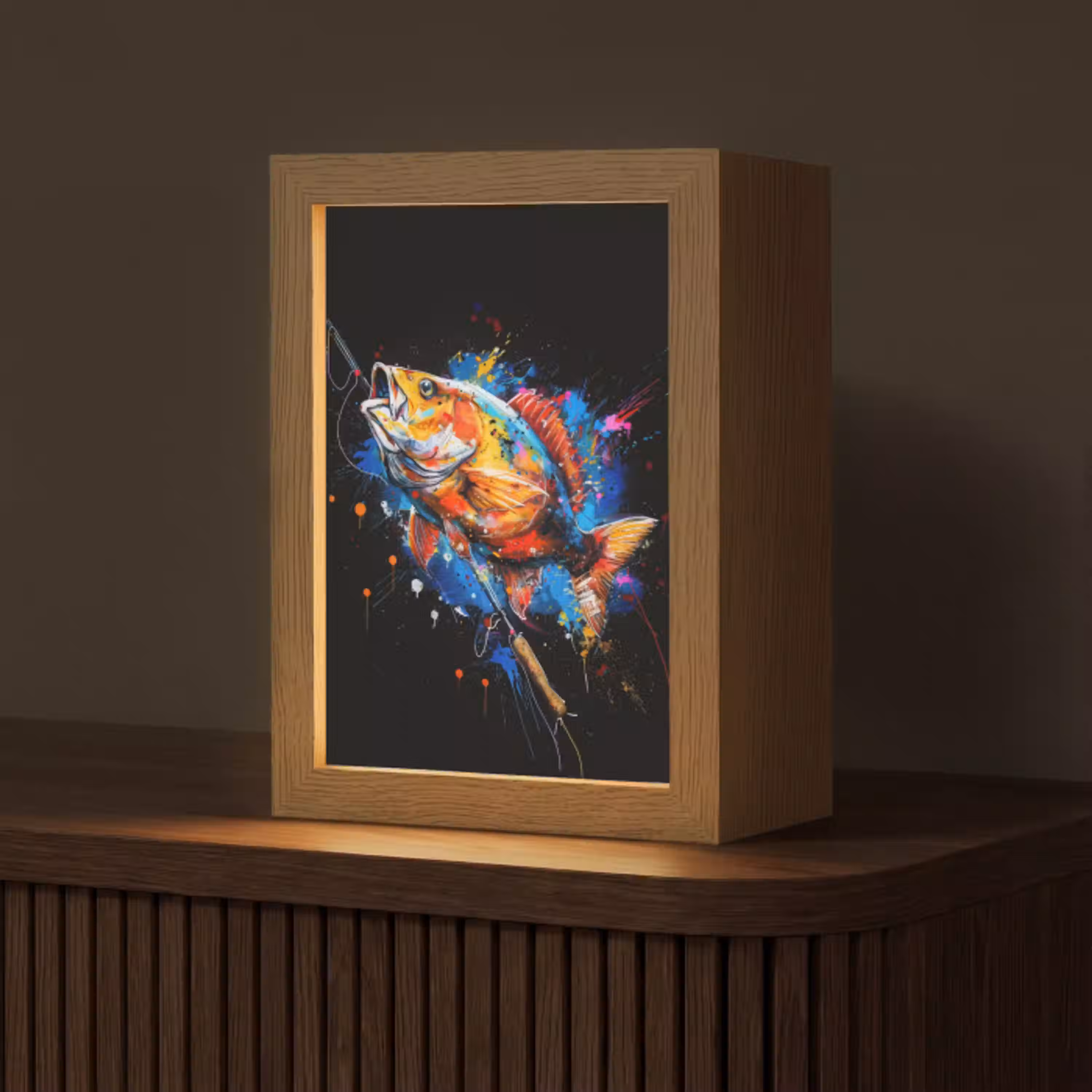 Graffiti - Sport - Vissen - Vis - Hengel Light Box met kabel (Tafellamp) klein -z3d_website