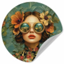 Vrouw - Bloemen - Vlinders - Natuur - Vintage Wandcirkel behangsticker klein -3d