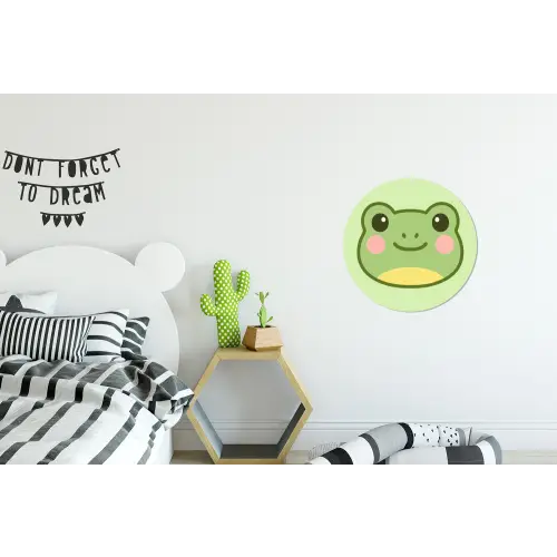 Kikker - Groen - Vriendelijkheid Wandcirkel aluminium klein -kinderkamer