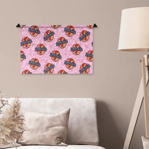 Disco - Bal - Patroon - Roze Wandkleed katoen klein 269 -sfeer4