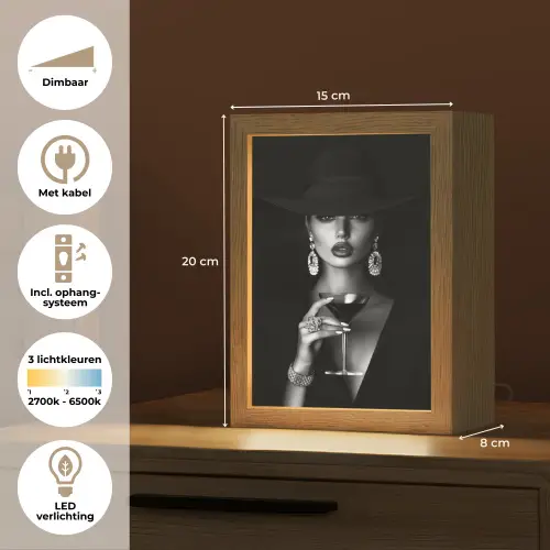 Vrouw - Cocktail - Chic Light Box met kabel (Tafellamp) klein -USP_NL