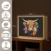 Schotse Hooglander - Graffiti - Kleurrijk - Bloem - Dieren Light Box met batterij (Wandlamp) middel -USP_websiteoverzichtNL