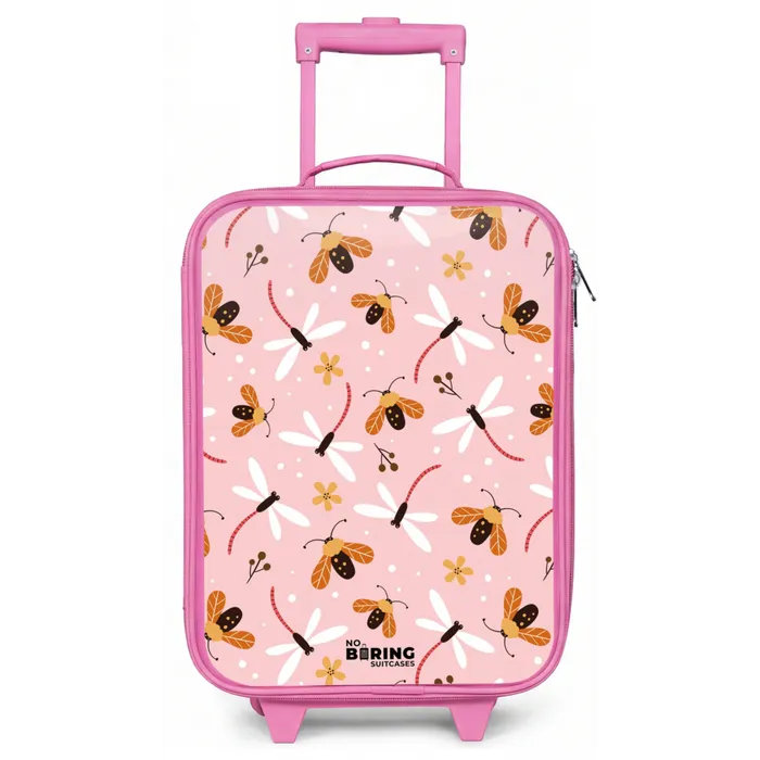 Lieveheersbeestjes en libellen op roze achtergrond Kinderkoffer - Roze klein -zz3dotto