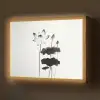 Bladeren - Zwart - Lotusbloem - Minimalitisch Light Box met batterij (Wandlamp) middel -z3d_website