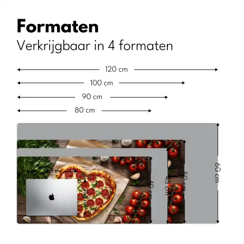 Pizza - Hart - Pepperoni - Tomaat Muismat XXL klein -sfeer5