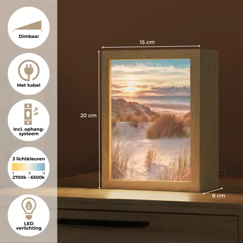 Duin - Planten - Zonsondergang - Strand - Zee Light Box met kabel (Tafellamp) klein -USP_NL