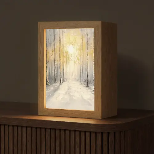 Winter - Abstract - Sneeuw - Natuur - Zon Light Box met kabel (Tafellamp) klein -z3d_website