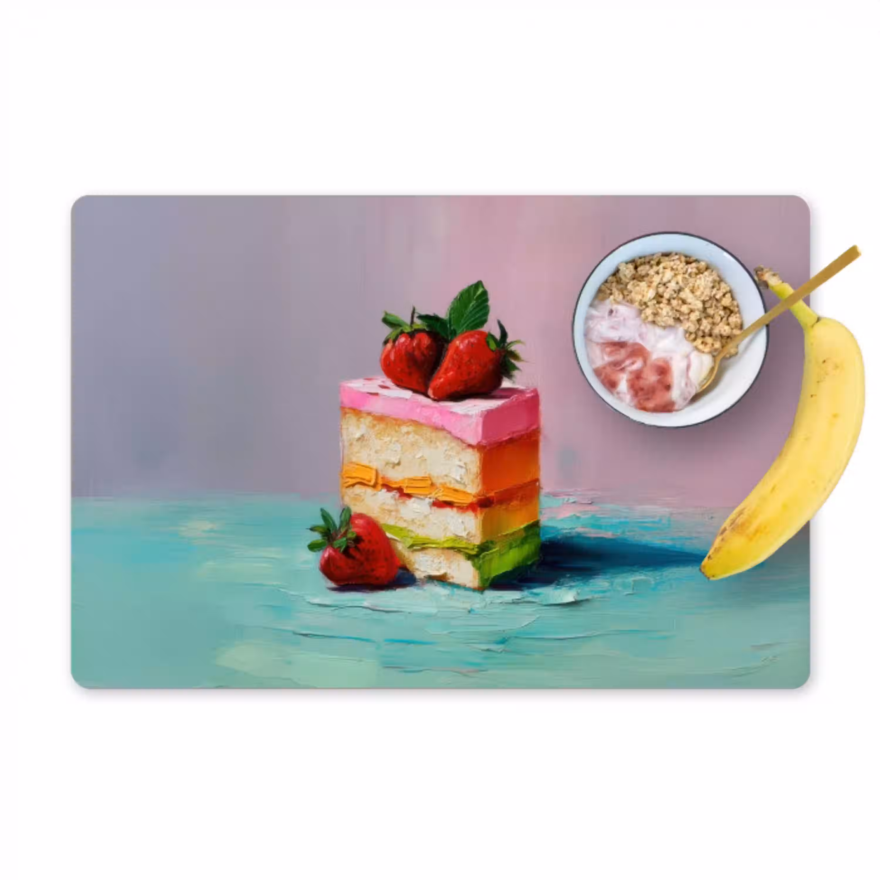 Taartje - Aardbeien - Glazuur - Kleurrijk Placemat vinyl groot -zzzproduct_Kitchenyeah-website