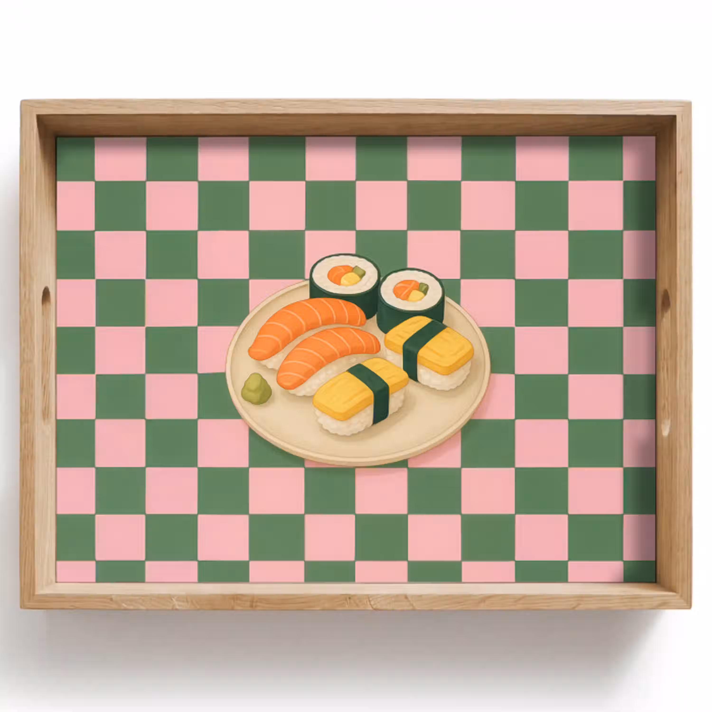 Sushi - Bord - Geblokt - Groen Dienblad Rechthoek middel -z3d_shopping