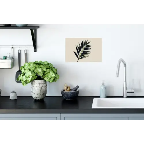 Palmblad - Subtiel - Groen - beige Muursticker klein -keuken