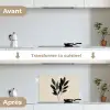 Ovaalvormige bladeren - Diep groen - Symmetrisch keuken achterwand spatscherm klein -voor_na_FR