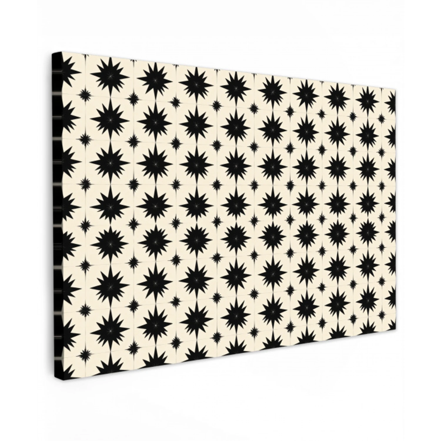 Stervormen - Geometrisch - Zwart Tuinposter op houten frame 2 cm dik klein 845 -3d