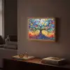 Boom - Kleurrijk - Bloemen - Kunst - Abstract Light Box met batterij (Wandlamp) middel -sfeer1