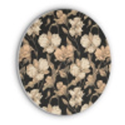 Orchideeën - Lijntekening - Patroon - Beige - Zwart Akoestische PET Vilt - Rond klein 838 -3d