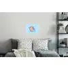 Corgi - Koptelefoon - Blauw - Muzieknoten Muursticker klein -slaapkamer