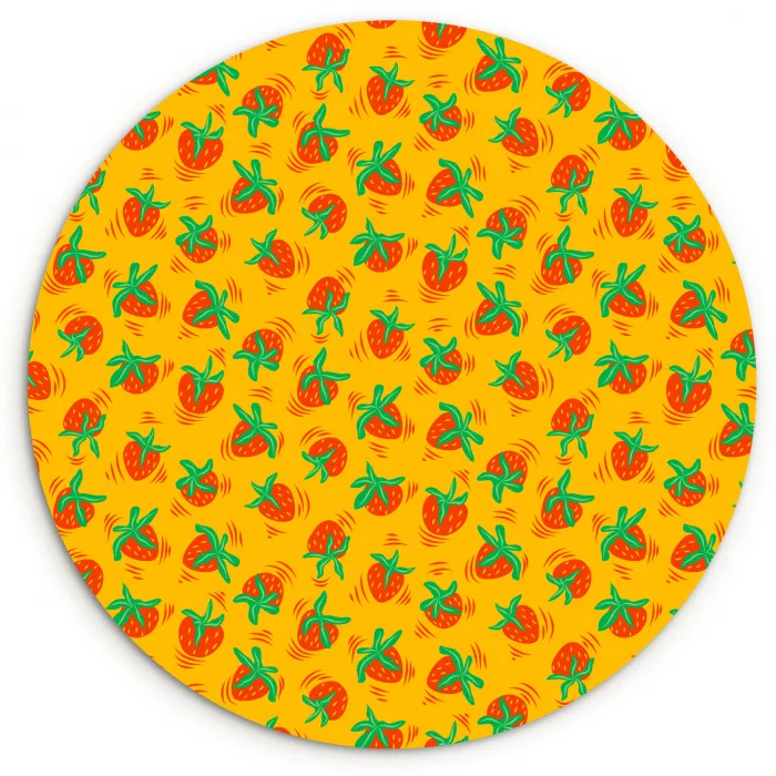Geel - Aardbeien - Effect Wandcirkel plexiglas klein 852 -3d