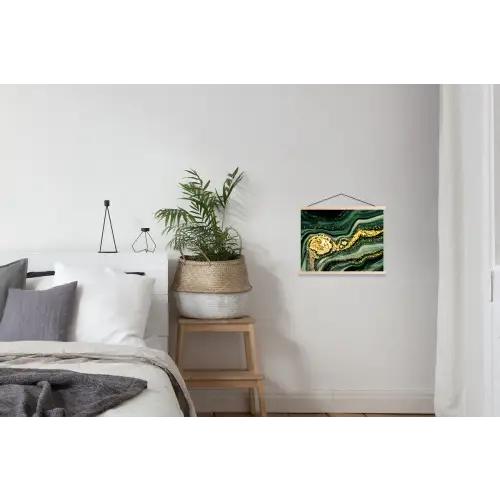 Marmer - Goud - Glitter - Groen - Marmerlook - Luxe textielposter latten blank klein -woonkamer
