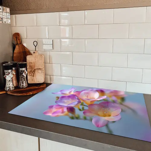 Bloemen - Paars - Overloop - Meeldraden Inductie beschermer vinyl 3mm klein -sfeer3