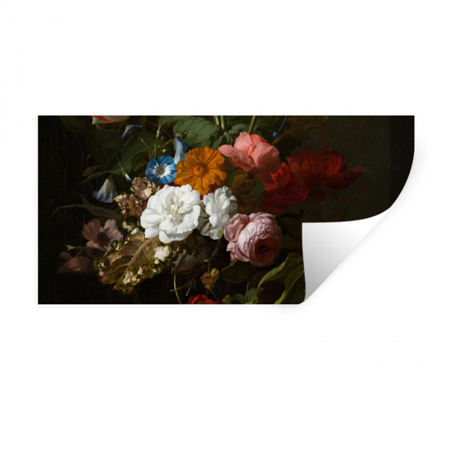 Vaas met bloemen - Schilderij van Rachel Ruysch Muursticker klein -3d