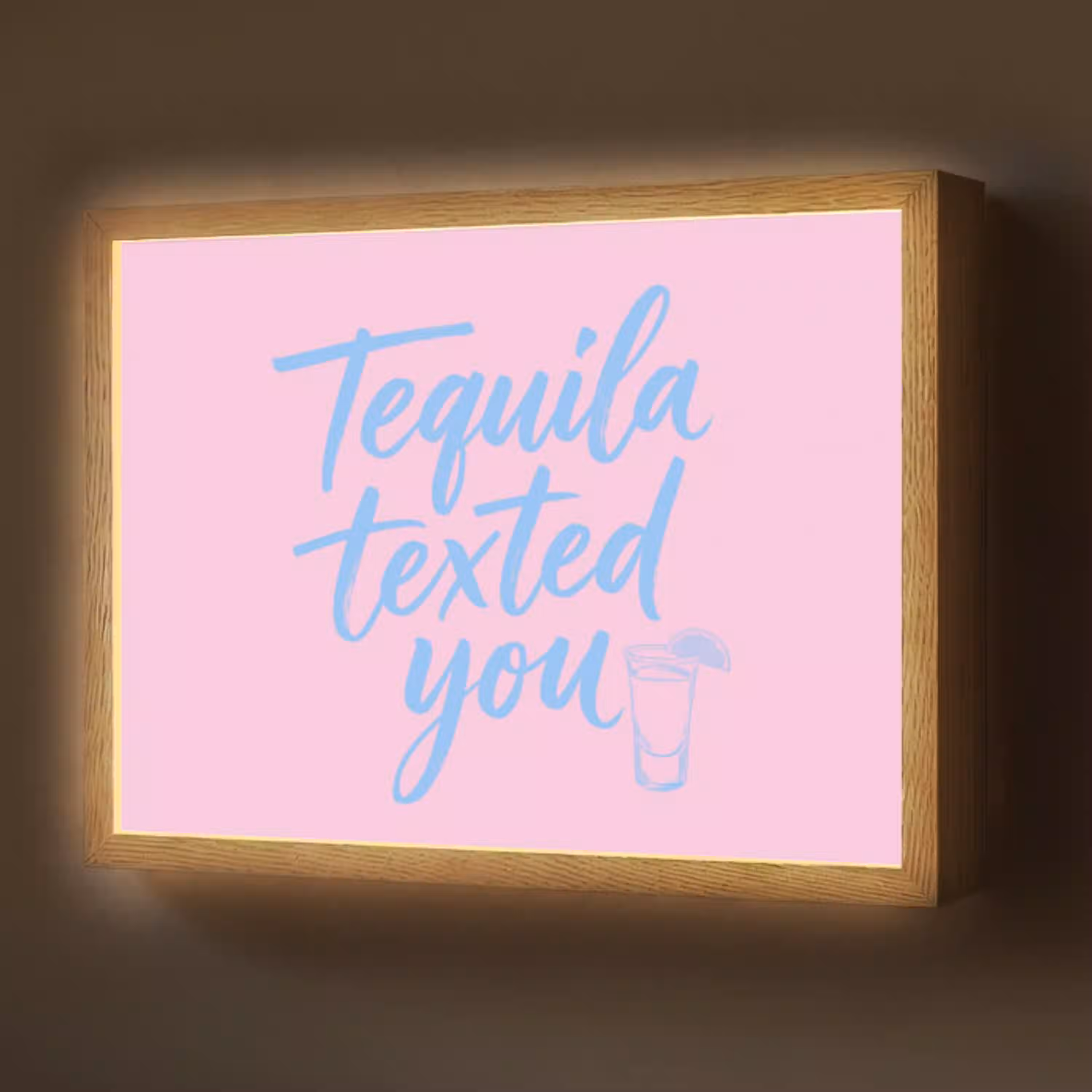 Tequila texted you - Roze - Blauw Light Box met batterij (Wandlamp) middel -z3d_website