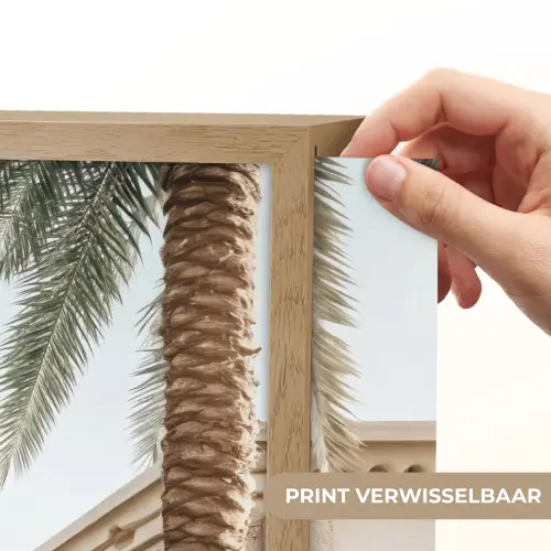 Gebouw - Palmbomen - Beige - Zon Light Box met batterij (Wandlamp) middel -USP_websiteprintNL