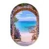 Doorkijk - Poort - Zee - Strand - Rotsen Wandcirkel Ovaal Glas middel -3d