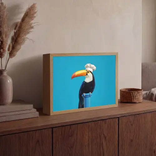 Tucan - Sokkel - Vogel - Koksmuts Light Box met batterij (Wandlamp) middel -sfeer2