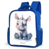 Baby neushoorn Kinderrugzak - Blauw middel -schuin